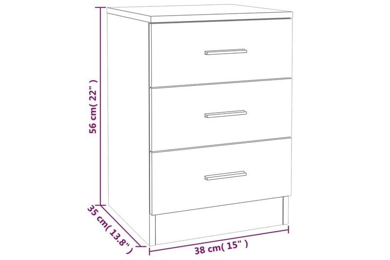 beBasic Yöpöytä savutammi 38x35x56 cm tekninen puu - Ruskea - Huonekalut - Pöytä & ruokailuryhmä - Apupöytä & sivupöytä - Yöpöytä