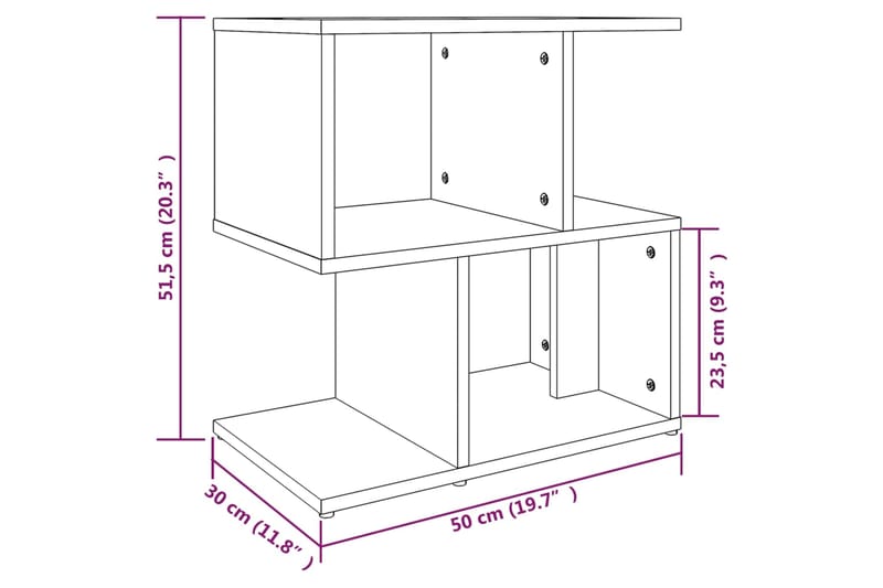 beBasic Yöpöytä savutammi 50x30x51,5 cm tekninen puu - Ruskea - Huonekalut - Pöytä & ruokailuryhmä - Apupöytä & sivupöytä - Yöpöytä