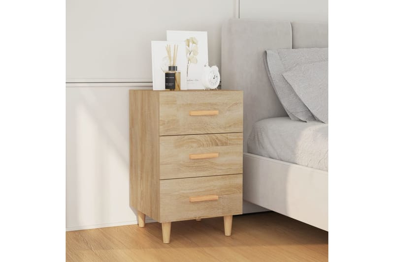 beBasic Yöpöytä Sonoma-tammi 40x40x66 cm tekninen puu - Ruskea - Huonekalut - Pöytä & ruokailuryhm�ä - Apupöytä & sivupöytä - Yöpöytä