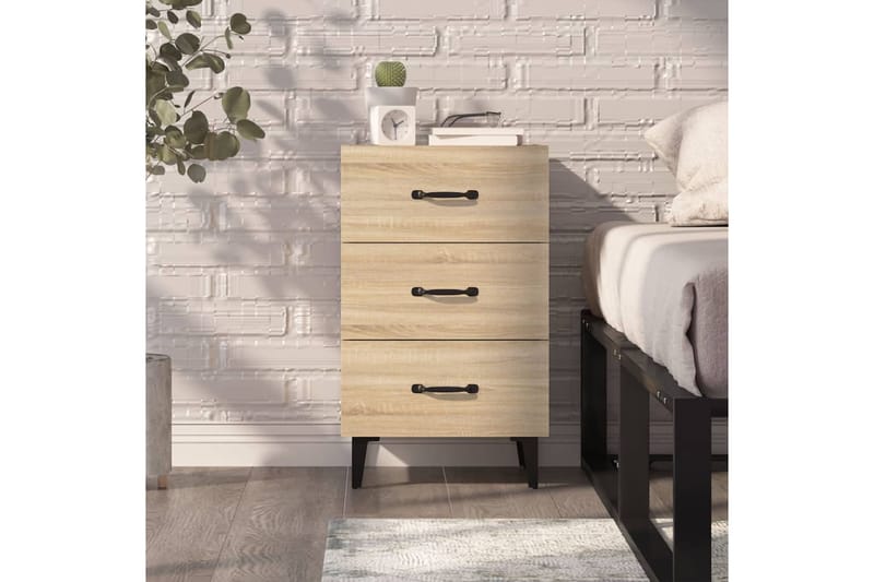 beBasic Yöpöytä Sonoma-tammi 40x40x66 cm tekninen puu - Ruskea - Huonekalut - Pöytä & ruokailuryhmä - Apupöytä & sivupöytä - Yöpöytä