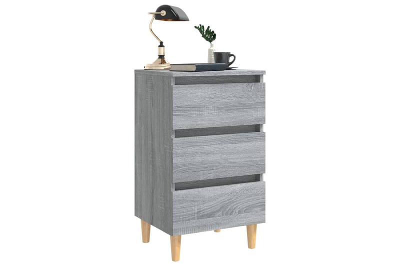 beBasic Yöpöytä täyspuiset jalat harmaa Sonoma 40x35x69 cm - Harmaa - Huonekalut - Pöytä & ruokailuryhmä - Apupöytä & sivupöytä - Yöpöytä
