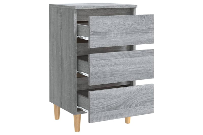 beBasic Yöpöytä täyspuiset jalat harmaa Sonoma 40x35x69 cm - Harmaa - Huonekalut - Pöytä & ruokailuryhmä - Apupöytä & sivupöytä - Yöpöytä