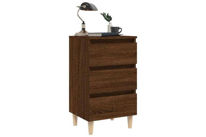 beBasic Yöpöytä täyspuujaloilla ruskea tammi 40x35x69 cm - Ruskea - Huonekalut - Pöytä & ruokailuryhmä - Apupöytä & sivupöytä - Yöpöytä