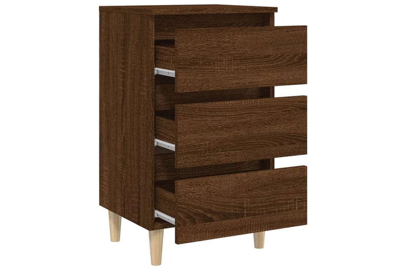 beBasic Yöpöytä täyspuujaloilla ruskea tammi 40x35x69 cm - Ruskea - Huonekalut - Pöytä & ruokailuryhmä - Apupöytä & sivupöytä - Yöpöytä
