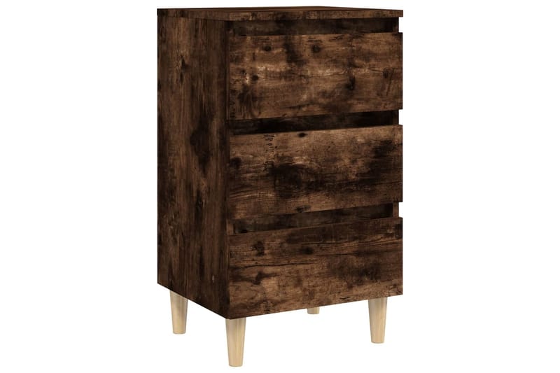 beBasic Yöpöytä täyspuujaloilla savutammi 40x35x69 cm - Ruskea - Huonekalut - Pöytä & ruokailuryhmä - Apupöytä & sivupöytä - Yöpöytä