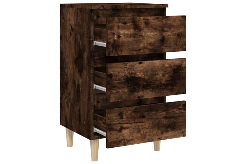 beBasic Yöpöytä täyspuujaloilla savutammi 40x35x69 cm - Ruskea - Huonekalut - Pöytä & ruokailuryhmä - Apupöytä & sivupöytä - Yöpöytä