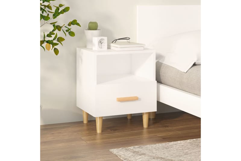 beBasic Yöpöytä valkoinen 40x35x47 cm - Valkoinen - Huonekalut - Pöytä & ruokailuryhmä - Apupöytä & sivupöytä - Yöpöytä