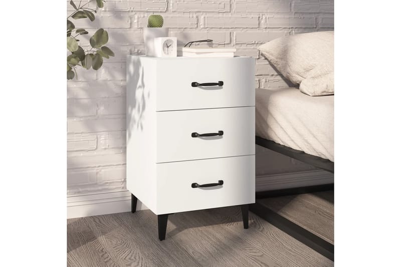 beBasic Yöpöytä valkoinen 40x40x66 cm tekninen puu - Valkoinen - Huonekalut - Pöytä & ruokailuryhmä - Apupöytä & sivupöytä - Yöpöytä
