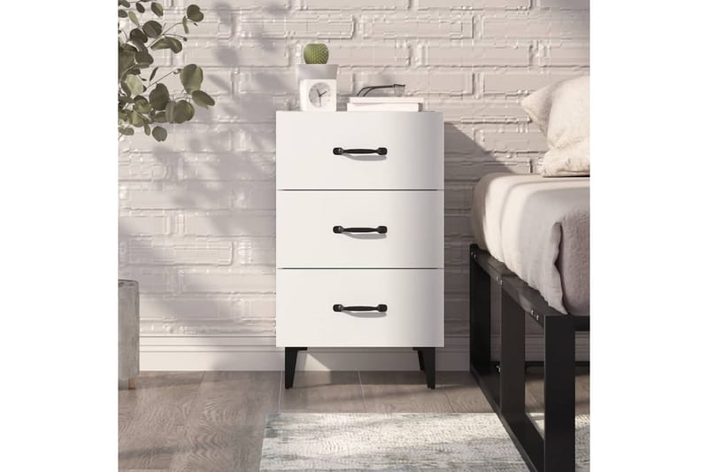 beBasic Yöpöytä valkoinen 40x40x66 cm tekninen puu - Valkoinen - Huonekalut - Pöytä & ruokailuryhmä - Apupöytä & sivupöytä - Yöpöytä