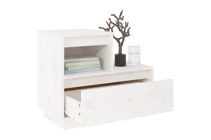 beBasic Yöpöytä valkoinen 60x34x51 cm täysi mänty - Valkoinen - Huonekalut - Pöytä & ruokailuryhmä - Apupöytä & sivupöytä - Yöpöytä
