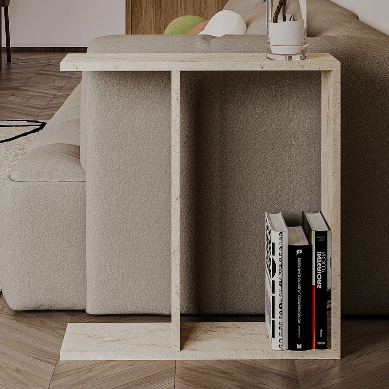 Bingdi sivupöytä 60x60x60 cm - Travertiini - Huonekalut - Pöytä & ruokailuryhmä - Apupöytä & sivupöytä - Tarjotinpöytä & pikkupöytä