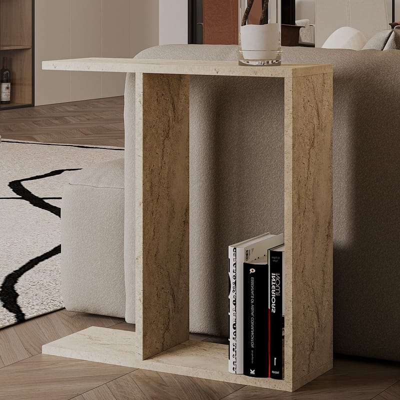 Bingdi sivupöytä 60x60x60 cm - Travertiini - Huonekalut - Pöytä & ruokailuryhmä - Apupöytä & sivupöytä - Tarjotinpöytä & pikkupöytä