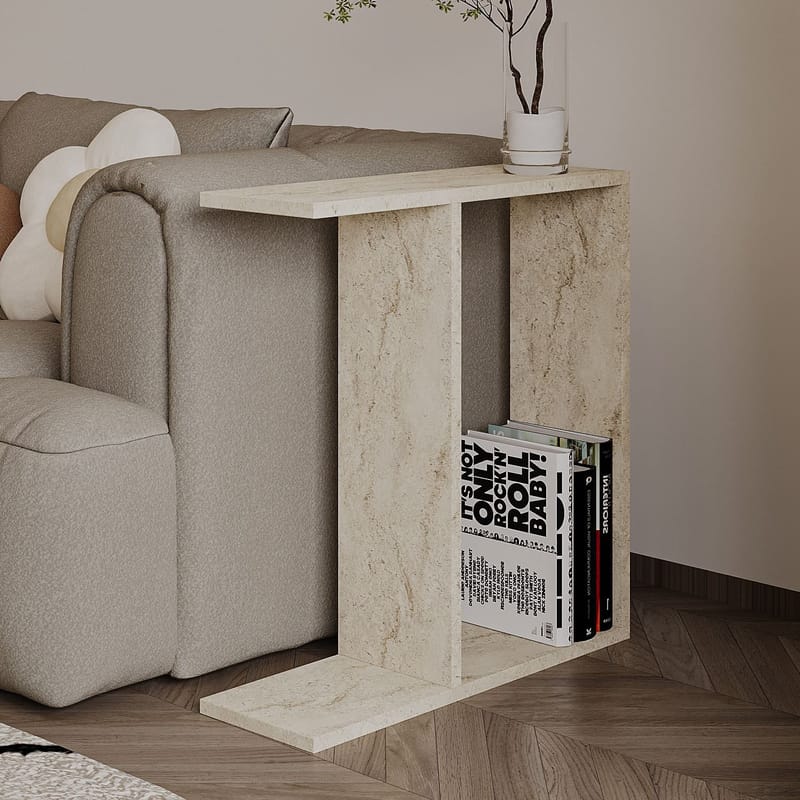 Bingdi sivupöytä 60x60x60 cm - Travertiini - Huonekalut - Pöytä & ruokailuryhmä - Apupöytä & sivupöytä - Tarjotinpöytä & pikkupöytä