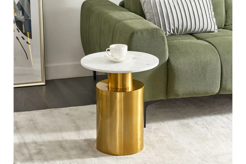 Brennen Sivupöytä 40 cm - Kulta/Valkoinen - Huonekalut - Pöytä & ruokailuryhmä - Apupöytä & sivupöytä - Tarjotinpöytä & pikkupöytä