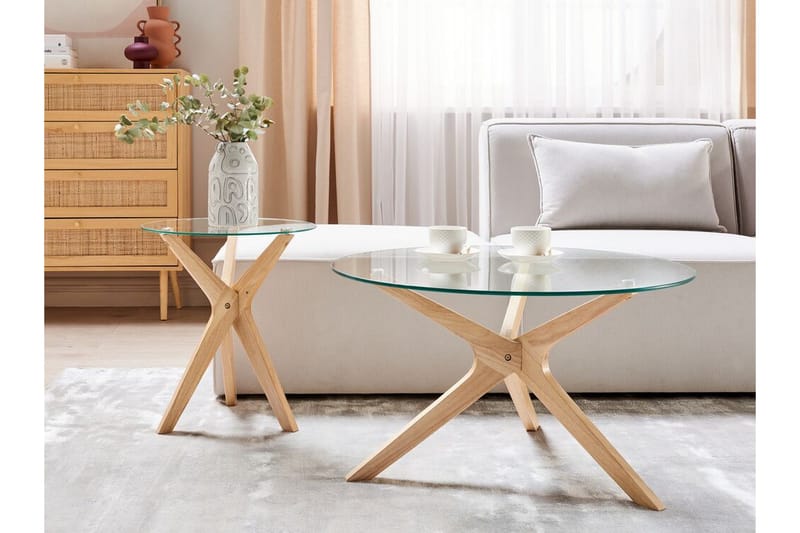 Brion Sivupöytä 45 cm - Läpinäkyvä/Vaalea puu - Huonekalut - Pöytä & ruokailuryhmä - Apupöytä & sivupöytä - Tarjotinpöytä & pikkupöytä