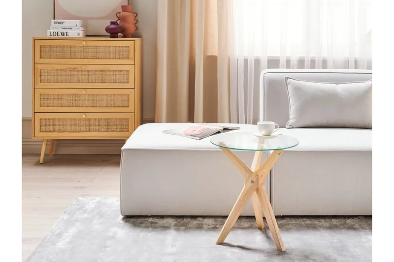 Brion Sivupöytä 45 cm - Läpinäkyvä/Vaalea puu - Huonekalut - Pöytä & ruokailuryhmä - Apupöytä & sivupöytä - Tarjotinpöytä & pikkupöytä