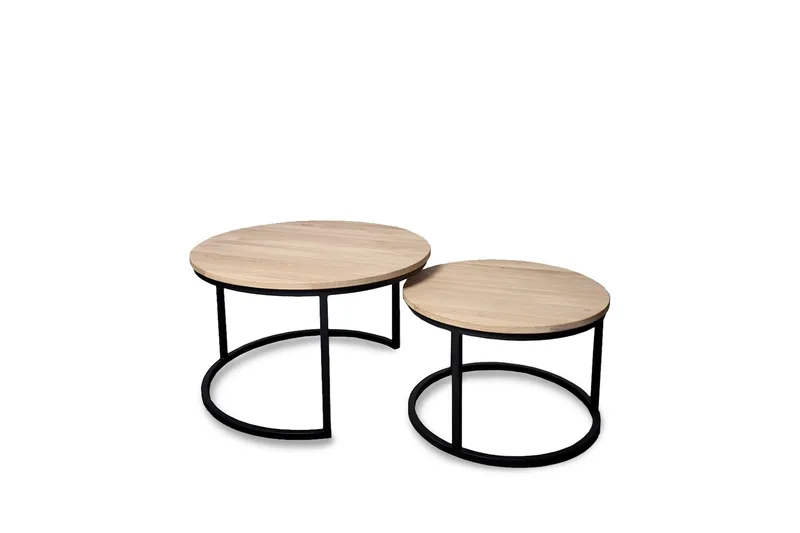 Calgary Sarjapöytä 75 cm Pyöreä massiivipuuta, Luonnonväri/Musta