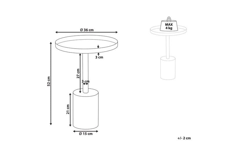 Charis Sivupöytä 36 cm - Kulta/Valkoinen - Huonekalut - Pöytä & ruokailuryhmä - Apupöytä & sivupöytä - Tarjotinpöytä & pikkupöytä