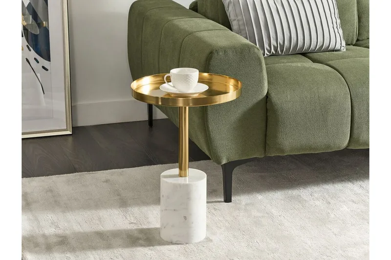 Charis Sivupöytä 36 cm - Kulta/Valkoinen - Huonekalut - Pöytä & ruokailuryhmä - Apupöytä & sivupöytä - Tarjotinpöytä & pikkupöytä