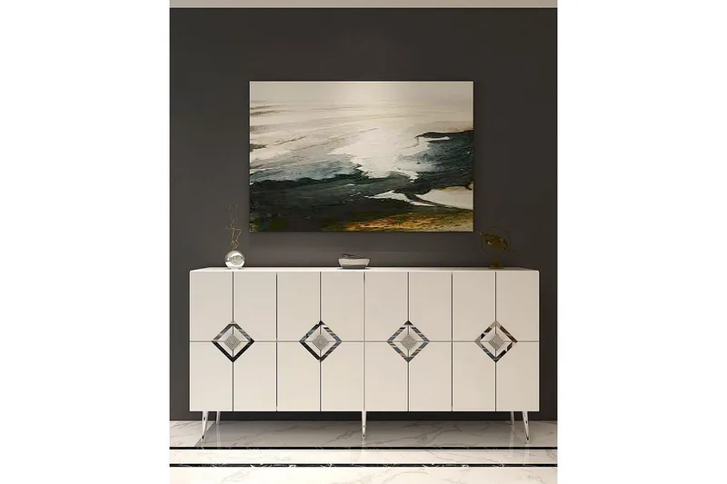 Cleryn Konsolipöytä 150 cm - Valkoinen/Hopea - Huonekalut - Pöytä & ruokailuryhmä - Apupöytä & sivupöytä - Konsolipöytä