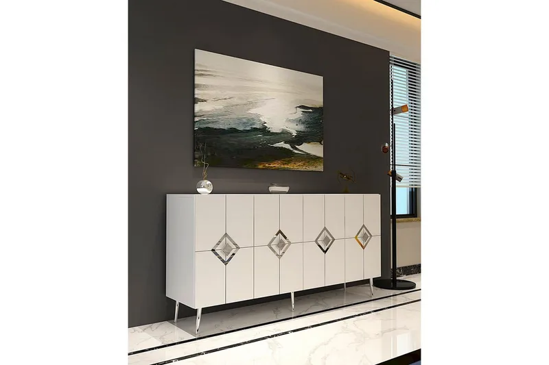 Cleryn Konsolipöytä 150 cm - Valkoinen/Hopea - Huonekalut - Pöytä & ruokailuryhmä - Apupöytä & sivupöytä - Konsolipöytä