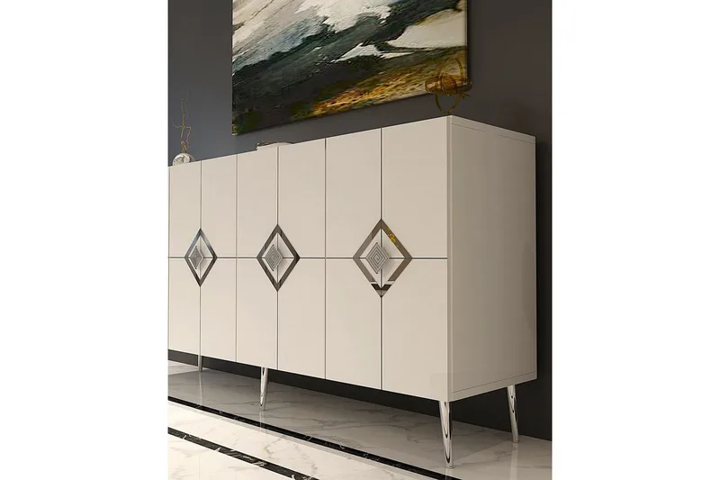 Cleryn Konsolipöytä 150 cm - Valkoinen/Hopea - Huonekalut - Pöytä & ruokailuryhmä - Apupöytä & sivupöytä - Konsolipöytä