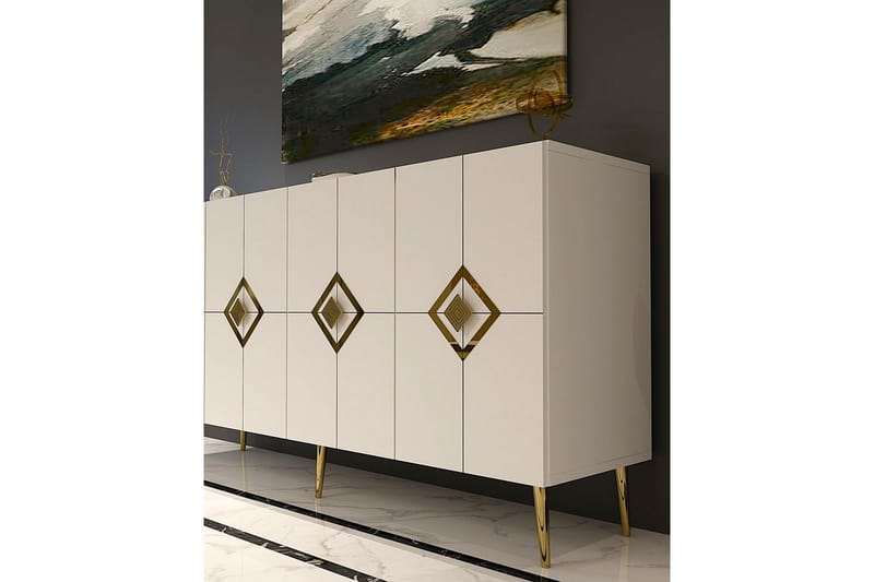 Cleryn Konsolipöytä 150 cm - Valkoinen/Keltainend - Huonekalut - Pöytä & ruokailuryhmä - Apupöytä & sivupöytä - Konsolipöytä