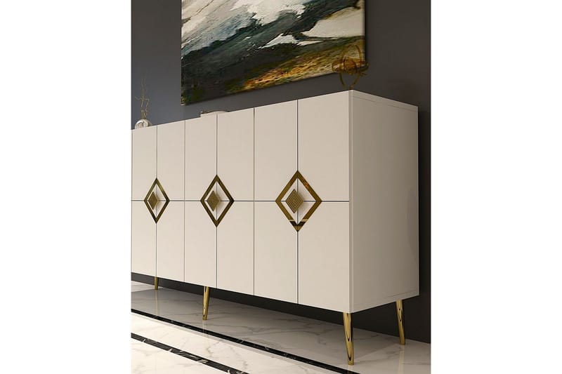 Cleryn Konsolipöytä 150 cm - Valkoinen/Keltainend - Huonekalut - Pöytä & ruokailuryhmä - Apupöytä & sivupöytä - Konsolipöytä