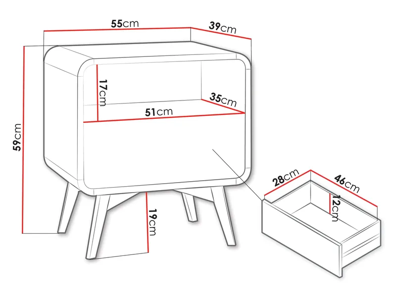Corvan Yöpöytä 55 cm - Huonekalut - Pöytä & ruokailuryhmä - Apupöytä & sivupöytä - Yöpöytä