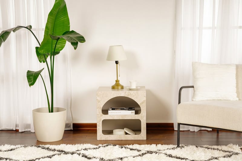 Dalim Yöpöytä 50 cm - Travertiini/Hiekkakivi - Huonekalut - Pöytä & ruokailuryhmä - Apupöytä & sivupöytä - Yöpöytä