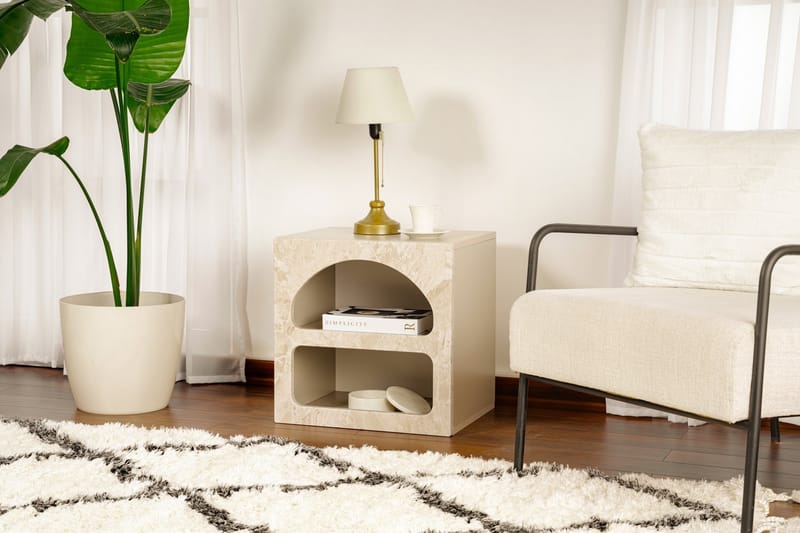 Dalim Yöpöytä 50 cm - Travertiini/Hiekkakivi - Huonekalut - Pöytä & ruokailuryhmä - Apupöytä & sivupöytä - Yöpöytä