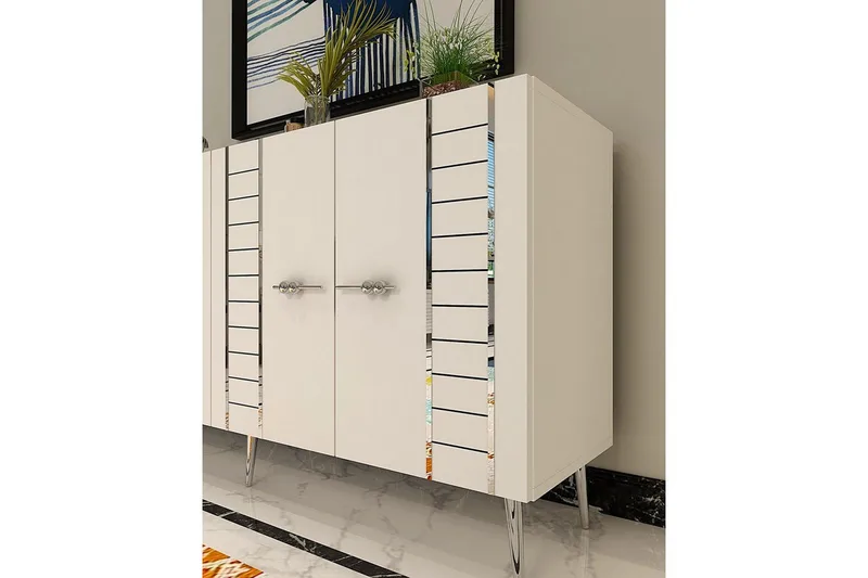 Deylin Konsolipöytä 150 cm - Valkoinen/Hopea - Huonekalut - Pöytä & ruokailuryhmä - Apupöytä & sivupöytä - Konsolipöytä