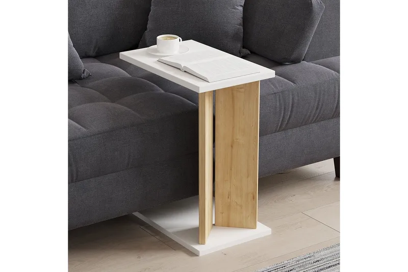 Deyra Sivupöytä 25 cm - Tammi/Valkoinen - Huonekalut - Pöytä & ruokailuryhmä - Apupöytä & sivupöytä - Tarjotinpöytä & pikkupöytä