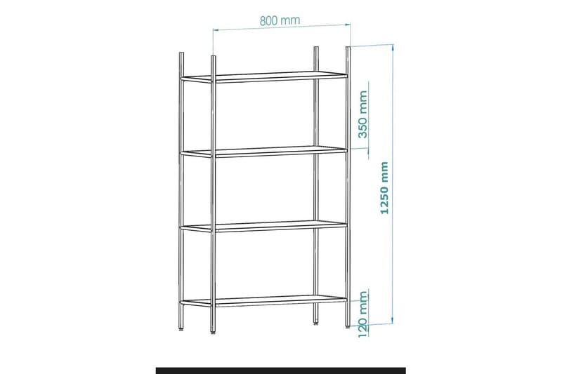 Edilberta Kirjahylly 80 cm - Musta - Säilytys - Hylly - Kirjahylly