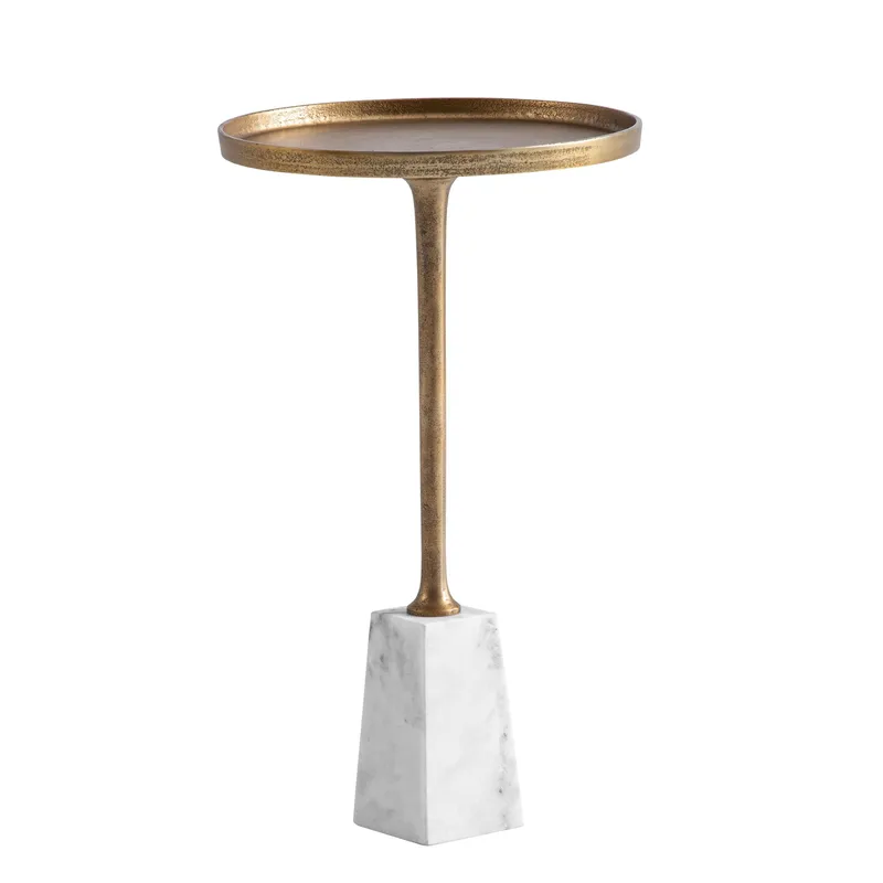 Eliilo-sivupöytä 34 cm, antiikkikulta ja valkoinen marmori