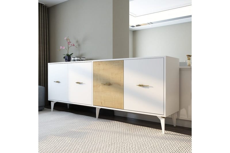 Elori Konsolipöytä 180 cm - Valkoinen/Tammi - Huonekalut - Pöytä & ruokailuryhmä - Apupöytä & sivupöytä - Konsolipöytä