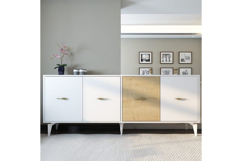 Elori Konsolipöytä 180 cm - Valkoinen/Tammi - Huonekalut - Pöytä & ruokailuryhmä - Apupöytä & sivupöytä - Konsolipöytä