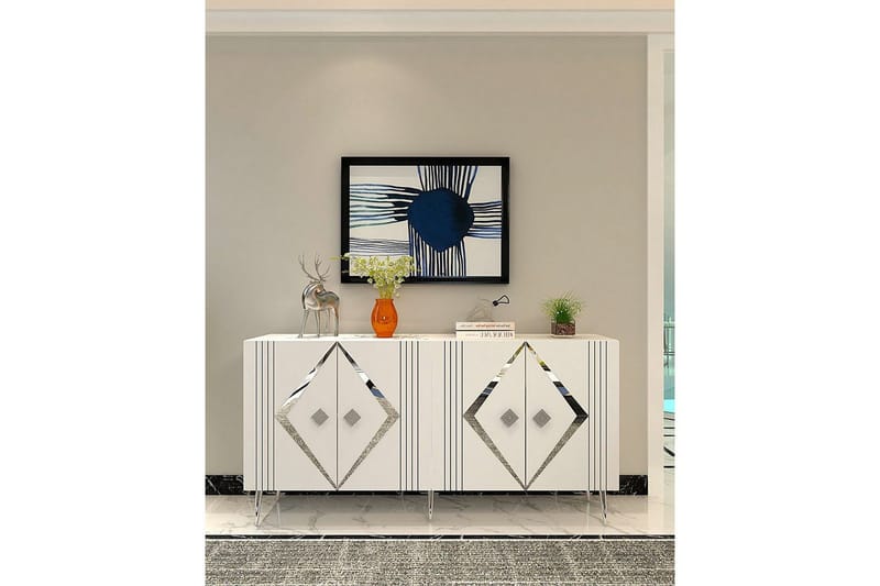 Elvon Konsolipöytä 150 cm - Valkoinen/Hopea - Huonekalut - Pöytä & ruokailuryhmä - Apupöytä & sivupöytä - Konsolipöytä