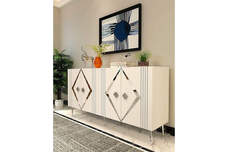 Elvon Konsolipöytä 150 cm - Valkoinen/Hopea - Huonekalut - Pöytä & ruokailuryhmä - Apupöytä & sivupöytä - Konsolipöytä