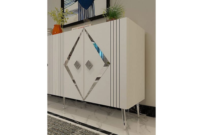 Elvon Konsolipöytä 150 cm - Valkoinen/Hopea - Huonekalut - Pöytä & ruokailuryhmä - Apupöytä & sivupöytä - Konsolipöytä