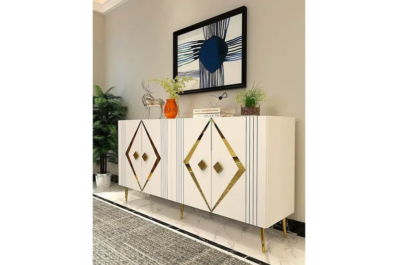 Elvon Konsolipöytä 150 cm - Valkoinen/Keltainend - Huonekalut - Pöytä & ruokailuryhmä - Apupöytä & sivupöytä - Konsolipöytä