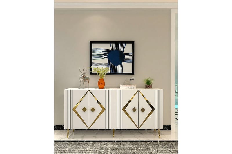 Elvon Konsolipöytä 150 cm - Valkoinen/Keltainend - Huonekalut - Pöytä & ruokailuryhmä - Apupöytä & sivupöytä - Konsolipöytä