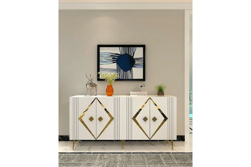 Elvon Konsolipöytä 150 cm - Valkoinen/Keltainend - Huonekalut - Pöytä & ruokailuryhmä - Apupöytä & sivupöytä - Konsolipöytä