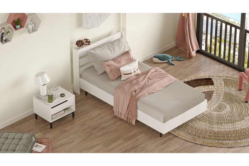 Erhan Yöpöytä 205,6 cm - Valkoinen - Huonekalut - Pöytä & ruokailuryhmä - Apupöytä & sivupöytä - Yöpöytä