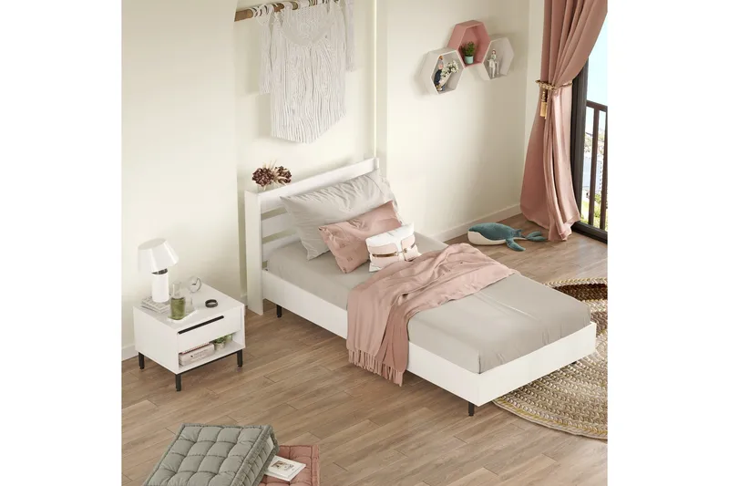 Erhan Yöpöytä 205,6 cm - Valkoinen - Huonekalut - Pöytä & ruokailuryhmä - Apupöytä & sivupöytä - Yöpöytä