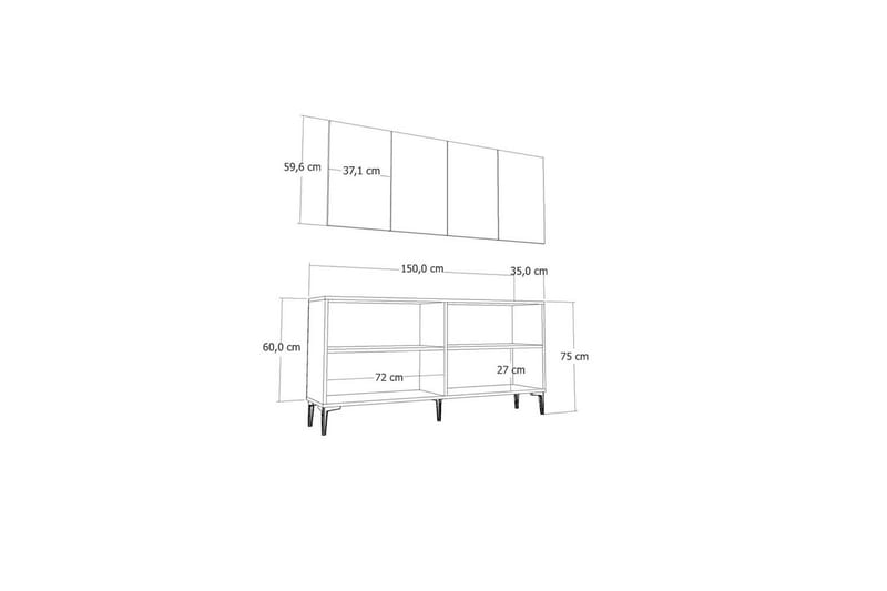 Esta Pulpettipöytä 150 cm - Keskisävyinen puu/Antrasiitti - Huonekalut - Pöytä & ruokailuryhmä - Apupöytä & sivupöytä - Konsolipöytä