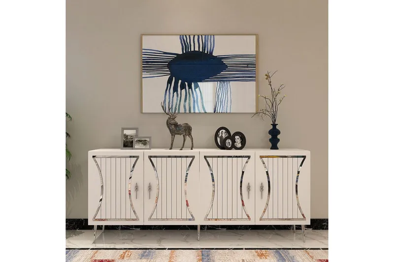 Falra Konsolipöytä 150 cm - Valkoinen/Hopea - Huonekalut - Pöytä & ruokailuryhmä - Apupöytä & sivupöytä - Konsolipöytä