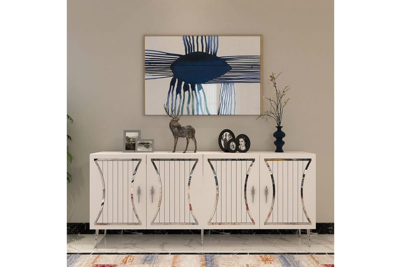 Falra Konsolipöytä 150 cm - Valkoinen/Hopea - Huonekalut - Pöytä & ruokailuryhmä - Apupöytä & sivupöytä - Konsolipöytä