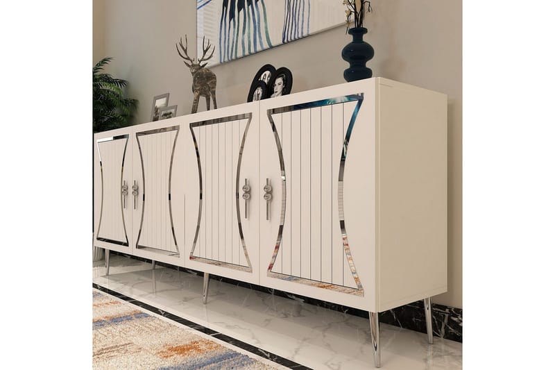 Falra Konsolipöytä 150 cm - Valkoinen/Hopea - Huonekalut - Pöytä & ruokailuryhmä - Apupöytä & sivupöytä - Konsolipöytä