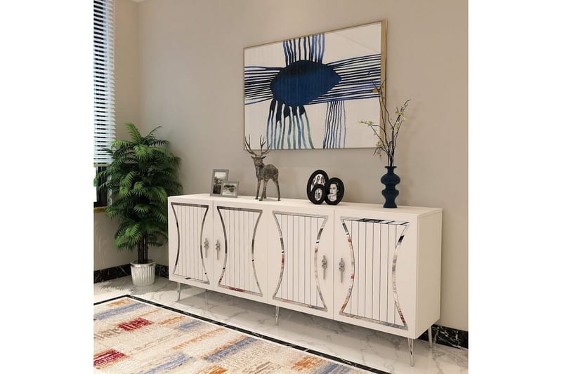 Falra Konsolipöytä 150 cm - Valkoinen/Hopea - Huonekalut - Pöytä & ruokailuryhmä - Apupöytä & sivupöytä - Konsolipöytä